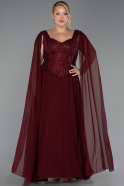 Long Burgundy Chiffon Formal Plus Size Dress ABU6422