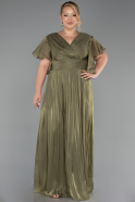 Long Olive Drab Chiffon Formal Plus Size Dress ABU6423