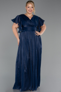 Long Navy Blue Chiffon Formal Plus Size Dress ABU6423