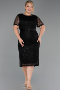 Midi Black Dantelle Plus Size Cocktail Dress ABK2673