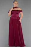 Long Plum Chiffon Plus Size Evening Dress ABU5551