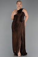 Long Brown Chiffon Plus Size Evening Gown ABU6631