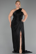 Long Black Chiffon Plus Size Evening Gown ABU6631