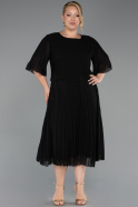 Midi Black Chiffon Plus Size Evening Dress ABK2677