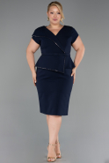 Midi Navy Blue Plus Size Cocktail Dress ABK2669
