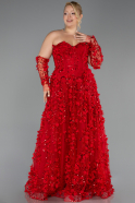 Long Red Plus Size Engagement Dress ABU5660