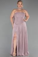 Long Light Lavender Chiffon Plus Size Evening Gown ABU5958