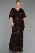 Long Brown Scaly Plus Size Evening Gown ABU6373