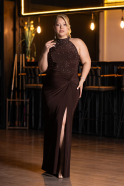 Long Brown Plus Size Evening Dress ABU6415