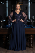 Long Navy Blue Chiffon Oversized Evening Dress ABU6434