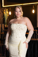 Long Yellow Dantelle Formal Plus Size Dress ABU6364