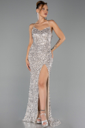 Long Beige Scaly Evening Dress ABU6498