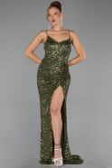 Long Olive Drab Scaly Evening Dress ABU6498