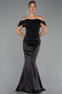 Long Black Satin Mermaid Prom Dress ABU6525