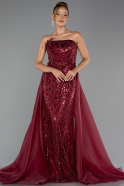 Long Burgundy Beaded Evening Dress ABU5511