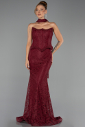 Long Burgundy Dantelle Evening Dress ABU6487