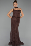 Long Brown Dantelle Evening Dress ABU6487
