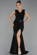 Long Black Stony Evening Dress ABU6521