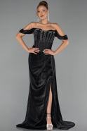 Long Black Chiffon Evening Dress ABU6496