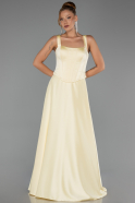 Long Yellow Satin Evening Dress ABU6527