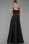 Long Black Satin Evening Dress ABU6527