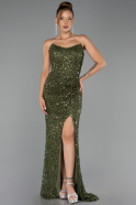 Long Olive Drab Scaly Evening Dress ABU6503