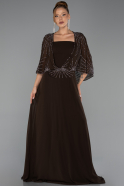Long Brown Chiffon Formal Plus Size Dress ABU6529