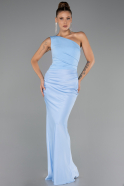 Long Light Blue Satin Prom Gown ABU6331
