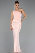 Long Salmon Satin Prom Gown ABU6331