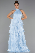 Long Light Blue Chiffon Prom Gown ABU6227
