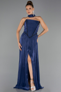 Long Navy Blue Chiffon Evening Dress ABU6531
