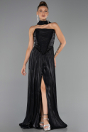 Long Black Chiffon Evening Dress ABU6531