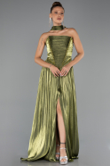 Long Oil Green Chiffon Evening Dress ABU6531