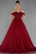 Long Burgundy Dantelle Evening Dress ABU6536