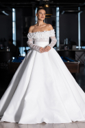 Long White Satin Wedding Dress ABG197