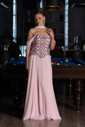 Long Powder Color Chiffon Evening Dress ABU6532