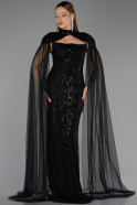 Long Black Beaded Evening Dress ABU6544