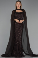 Long Brown Beaded Plus Size Evening Dress ABU6545