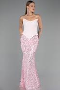 Long Powder Color Scaly Evening Dress ABU6546