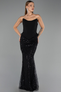 Long Black Scaly Evening Dress ABU6546