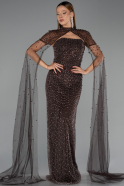 Long Brown Beaded Evening Dress ABU5483