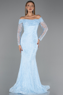 Long Light Blue Dantelle Evening Dress ABU5617