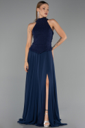 Long Navy Blue Chiffon Evening Dress ABU6550