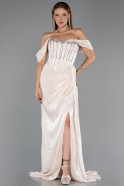 Long Beige Chiffon Evening Dress ABU6496