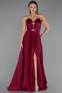 Long Plum Satin Evening Dress ABU6553