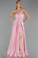 Long Powder Color Satin Evening Dress ABU6683