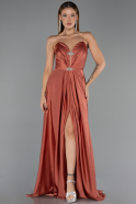 Long Light Brown Satin Evening Dress ABU6553