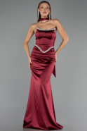 Long Burgundy Satin Evening Dress ABU6554