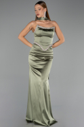 Long Olive Drab Satin Evening Dress ABU6554