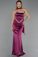Long Plum Satin Evening Dress ABU6554